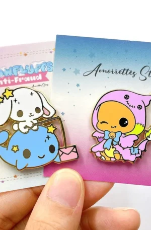 Professional custom cute enamel pin badges with custom branded backing cards