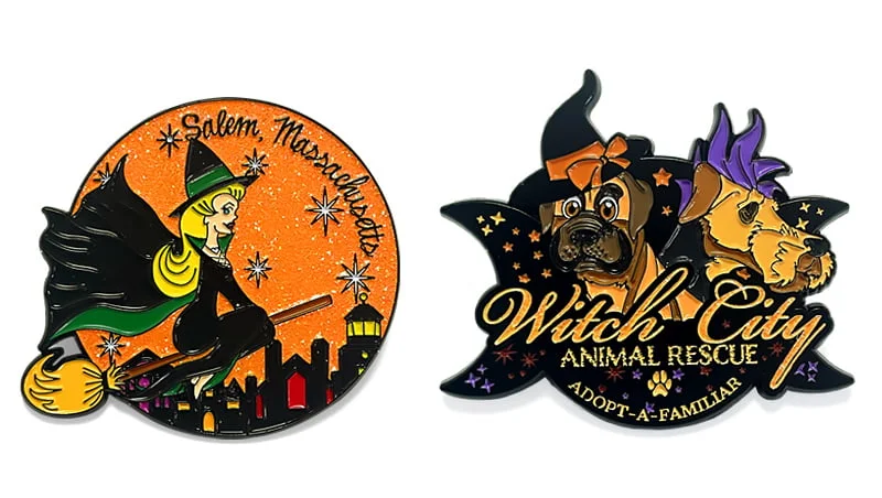 Custom Halloween soft enamel pins showcase demonstrating raised metal lines and recessed enamel color