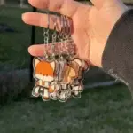 Client review photo of custom acrylic keychain