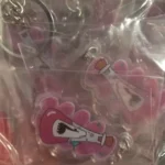 Client review photo of custom acrylic keychain