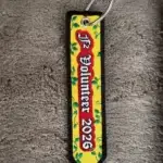 Client review photo of custom embroidery keychain