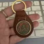 Client review photo of custom leather keychain